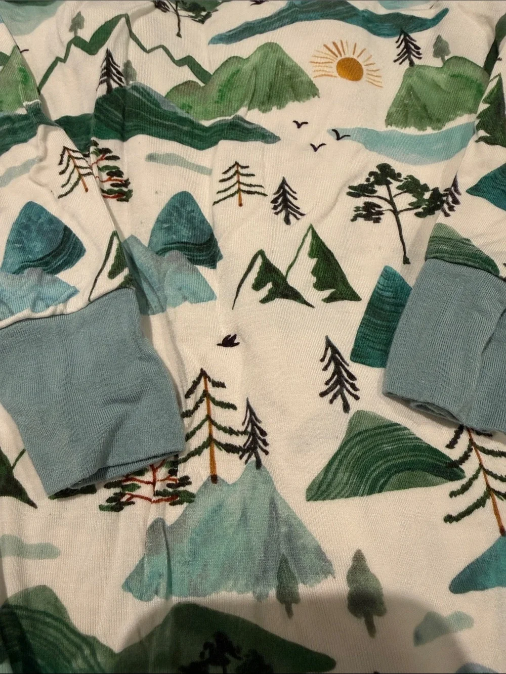 Little Sleepies Mountain & Sun Pajama Set - Blue, Green, Yellow